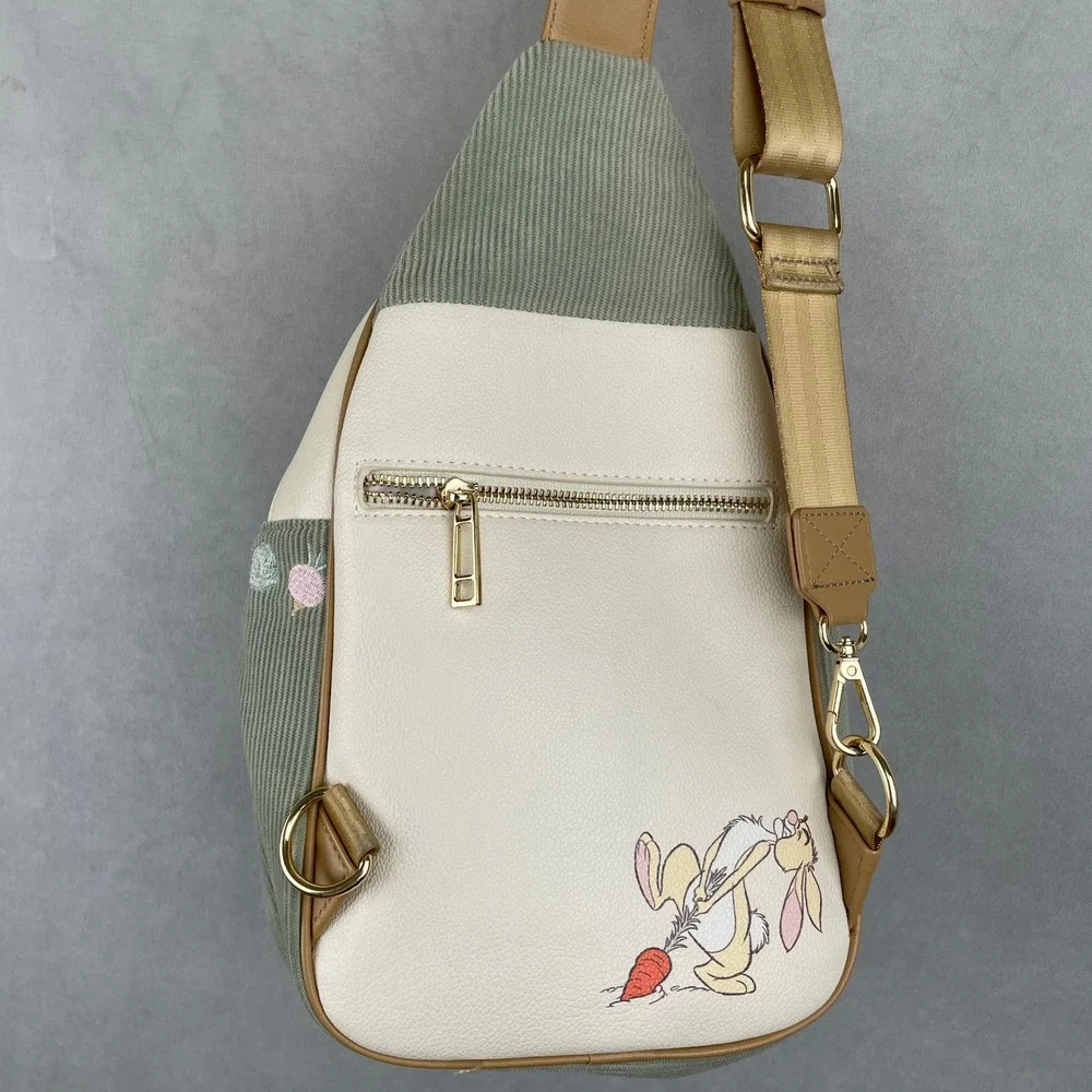 Disney BoxLunch Winnie the‎ Pooh Picnic Sling Bag Green Corduroy Cream Backpack